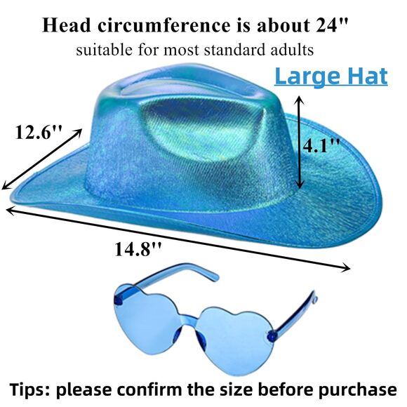 9455 Set Of 4 Holographic Space Cowgirl Hat, Metallic Space Cowboy Party Hat main image 5
